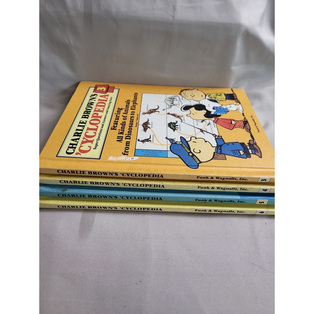 Vintage Charlie Brown's Cyclopedia Lot Vol 3 4 5 6 Peanuts Books Funk & Wagnalls
